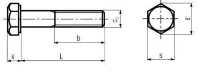 DIN 960 - Hex Screws, Metric Fine Thread - Part Thread Specifications