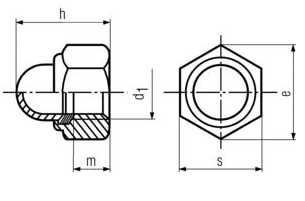 DIN 986 - Self Locking Domed Cap Nuts With Nylon Insert Specifications